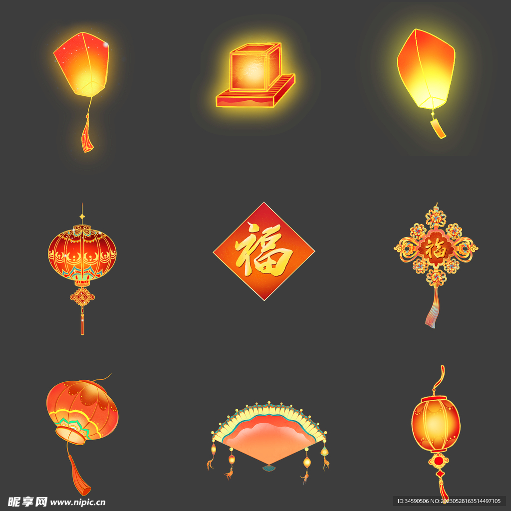 中国风古风孔明灯福字灯笼