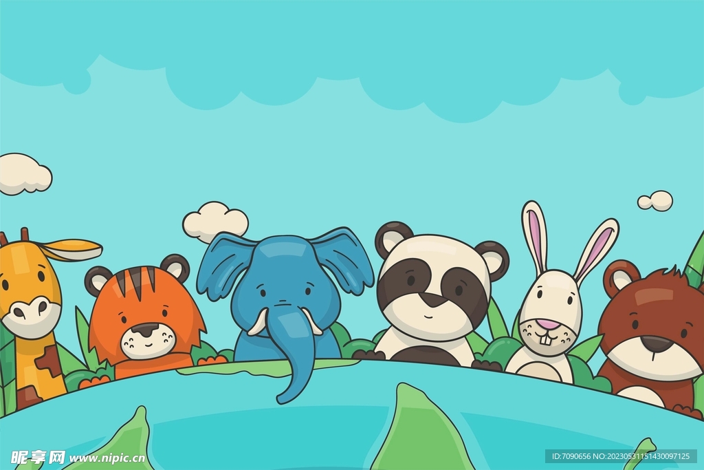 卡通森林动物插画   