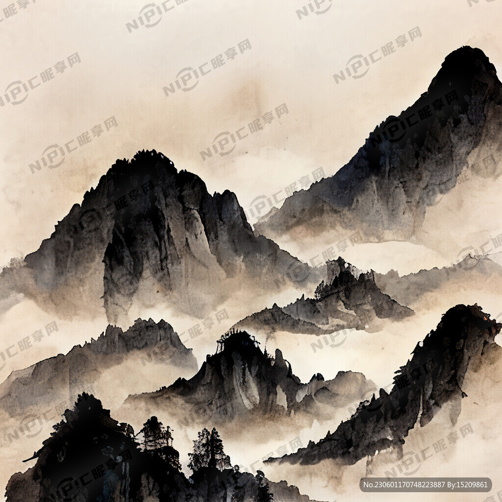 山谷 中国风 中国画 山水