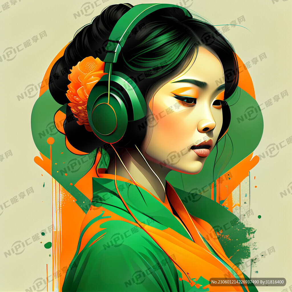 音乐 炫酷 绿色 橙色