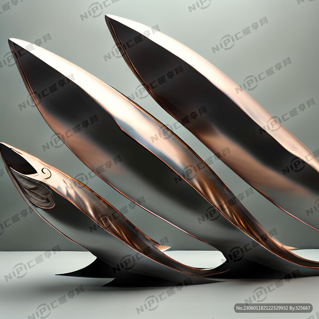 不锈钢鱼群雕塑 随波浪起伏