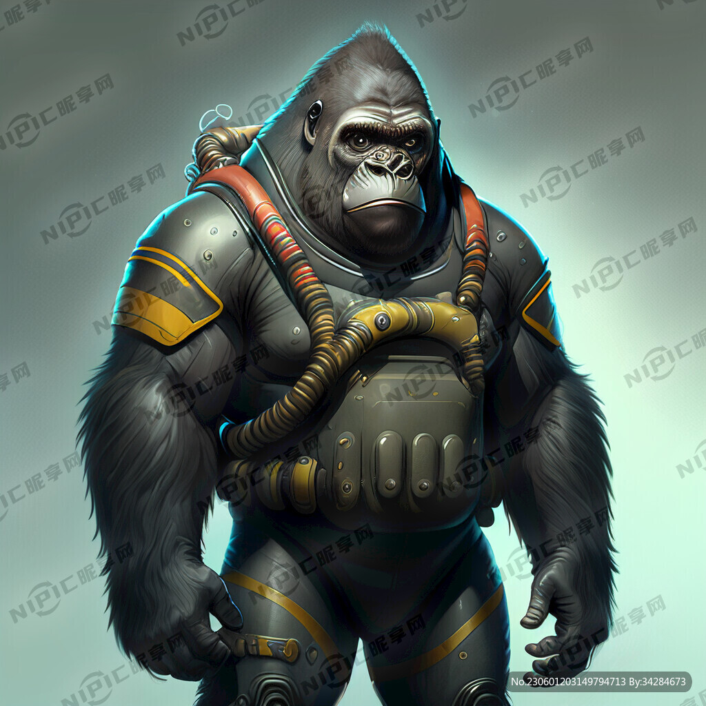 大猩猩 潜水服 鱼枪 霸气