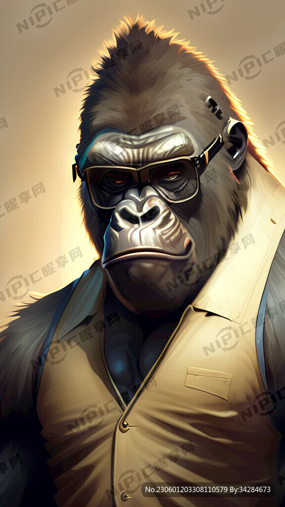 大猩猩 背心 太阳眼镜 霸气