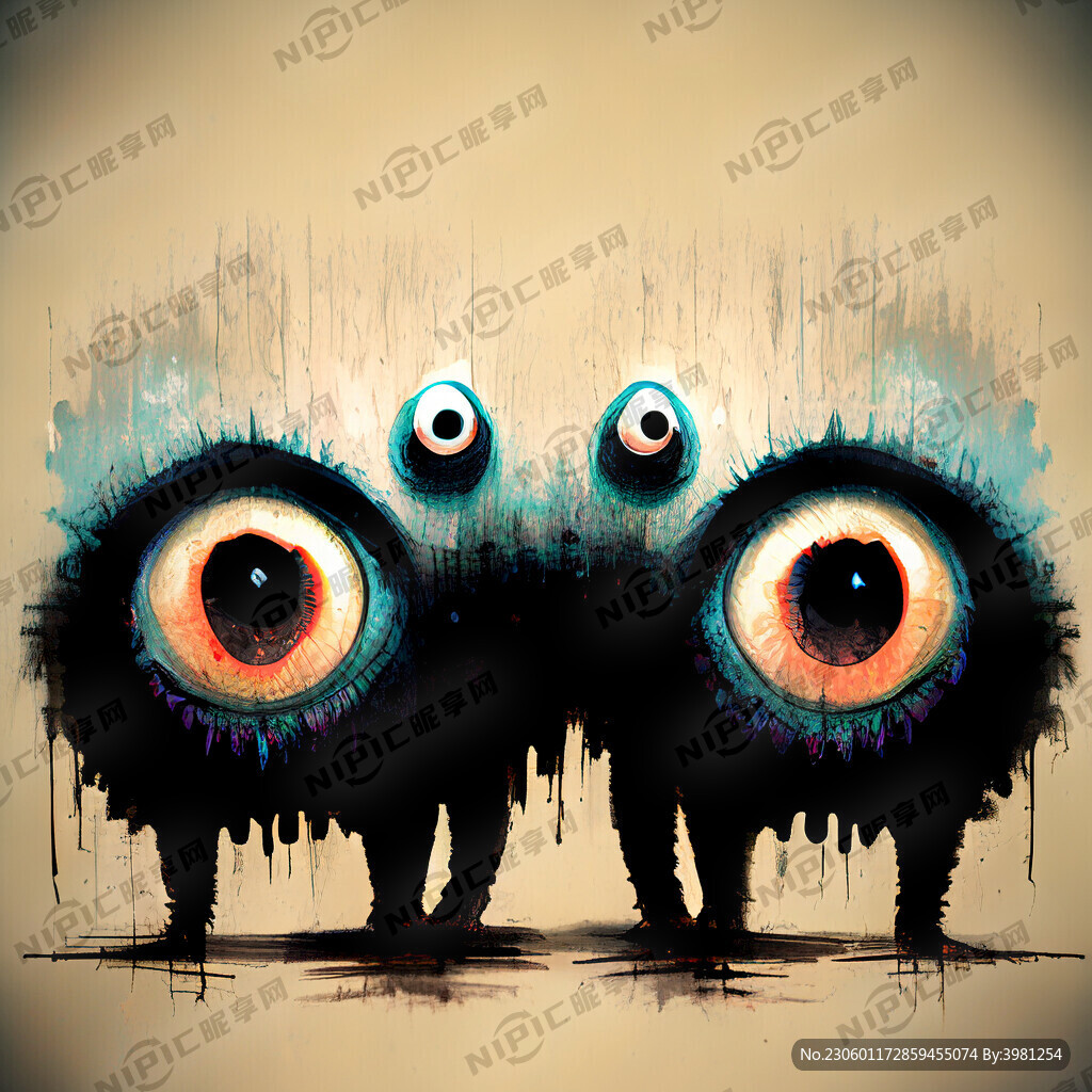 怪物 三个眼睛 扫描 笔触