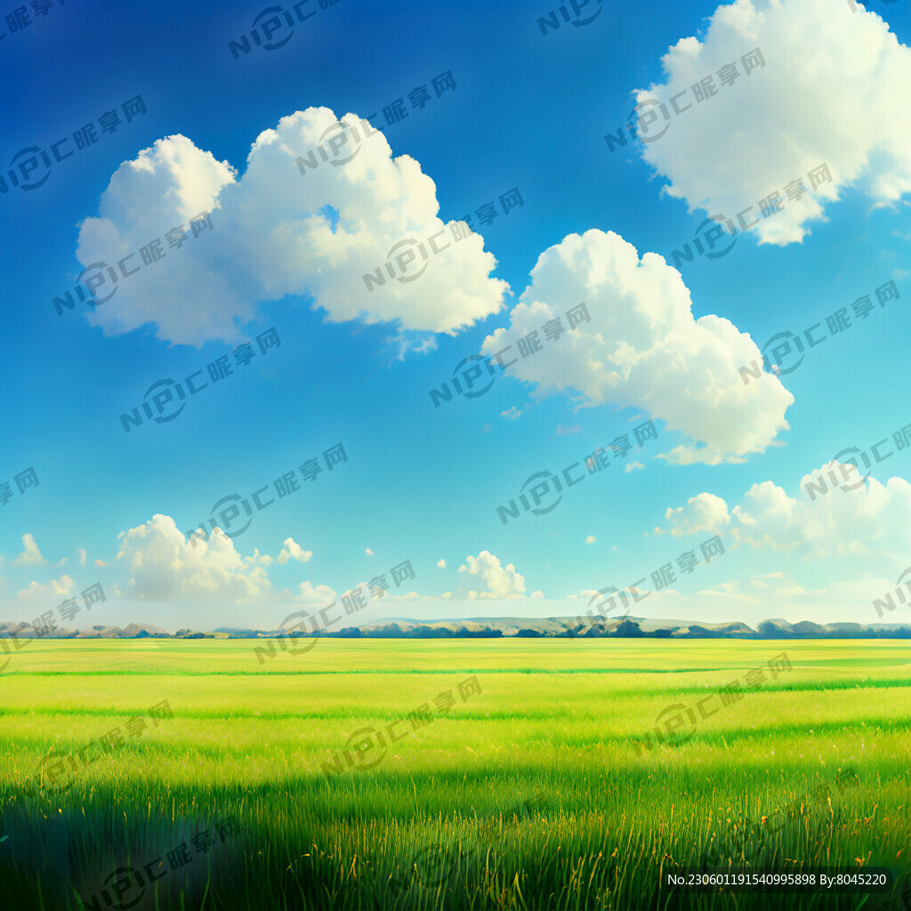 蓝天白云绿草地 晴空万里