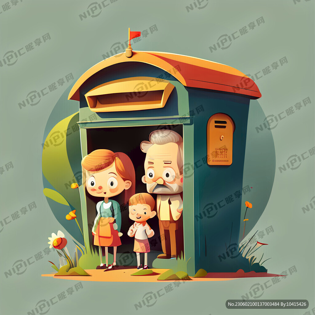 卡通 扁平 家庭邮箱 矢量