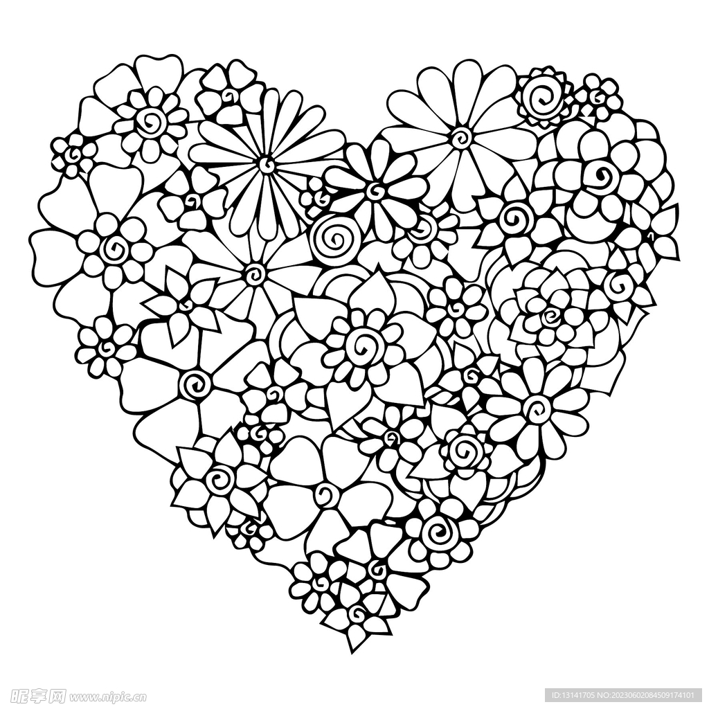 爱心 底纹 简笔画 花朵