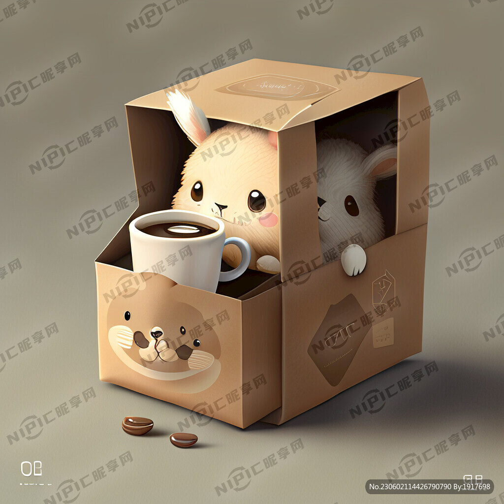 包装盒 咖啡 动物 动物喝咖啡