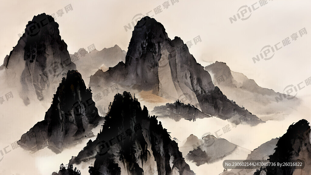 山谷 中国风 中国画 山水