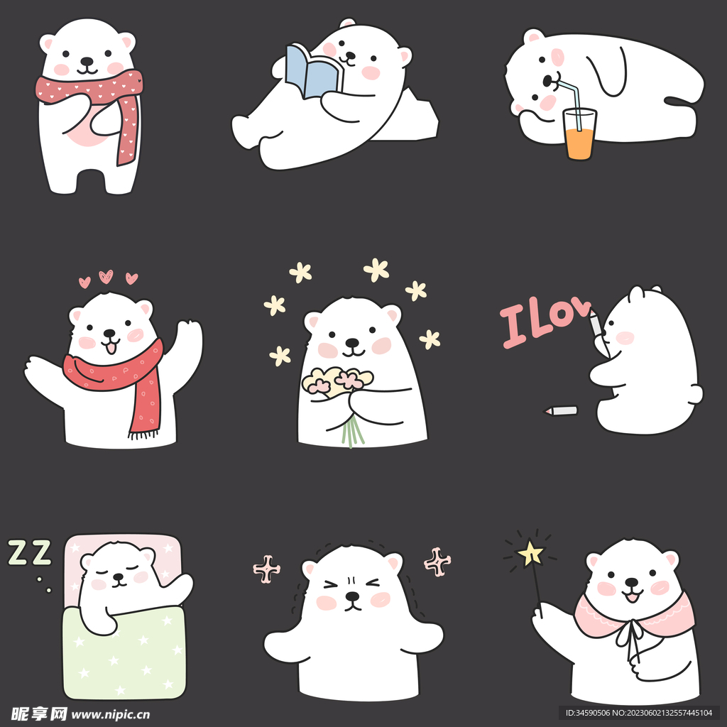 呆萌可爱小白熊