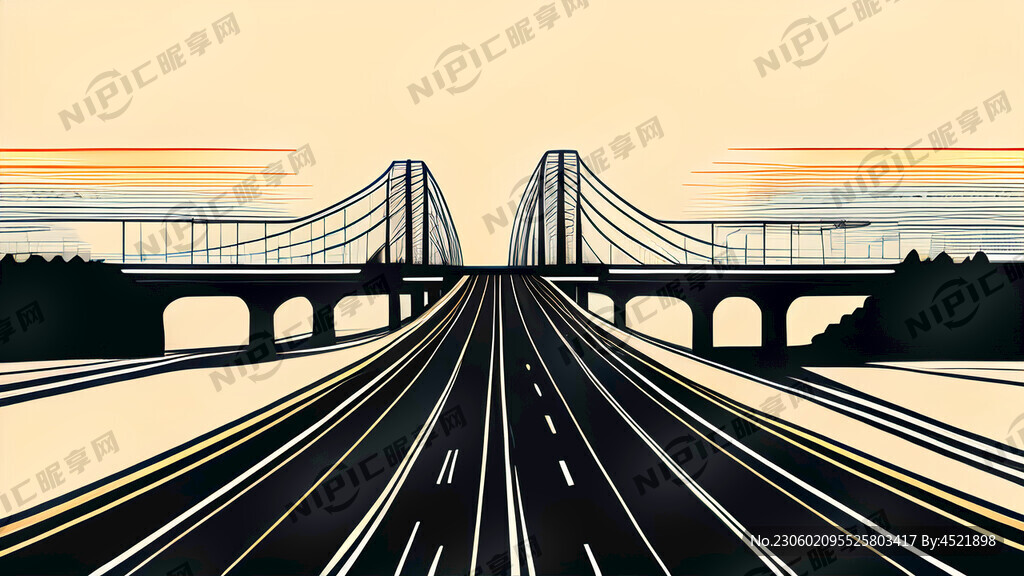 高速公路 线条图 矢量