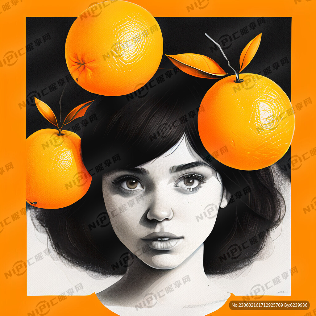 我需要10幅脐橙插画