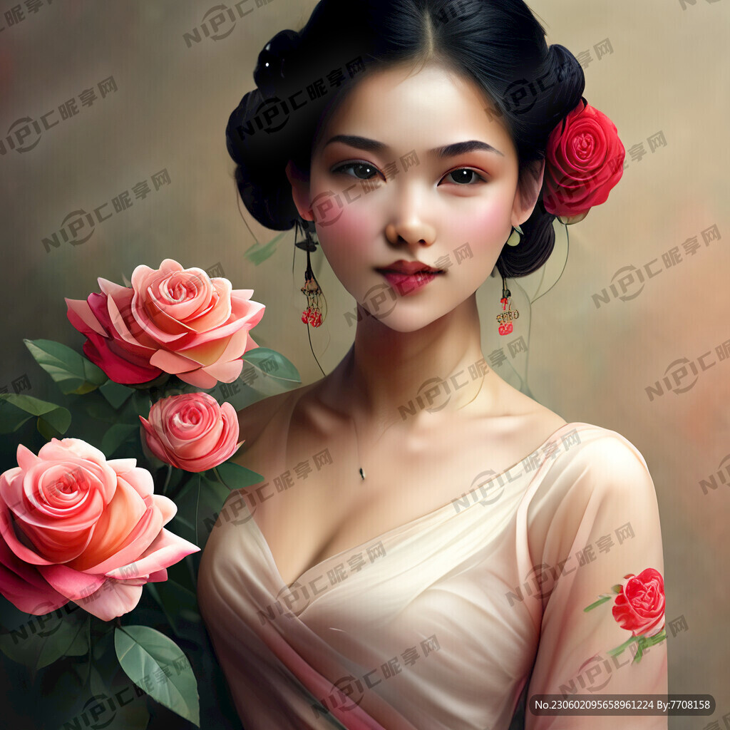 玫瑰花 美女 夏季