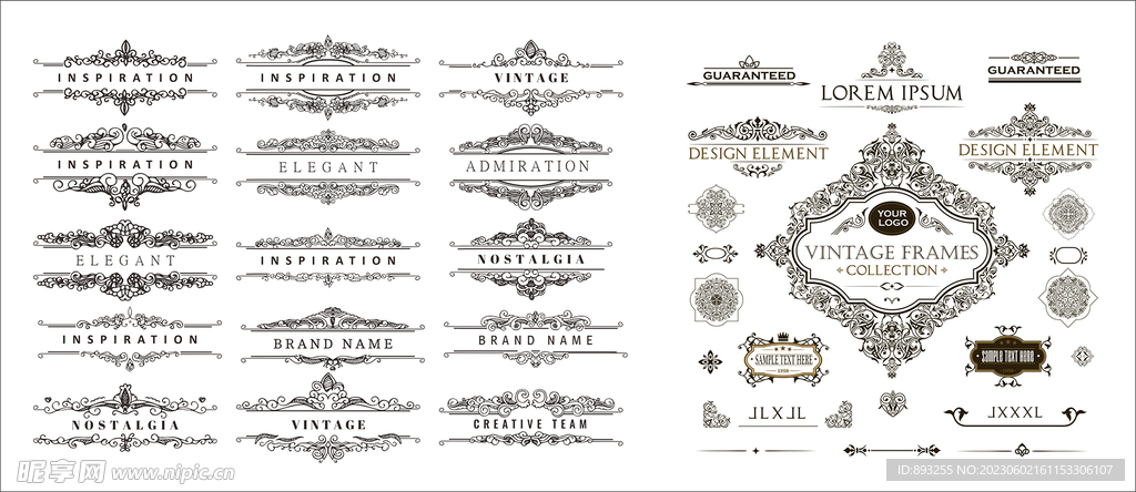 中国风欧式古典复古传统花纹边框