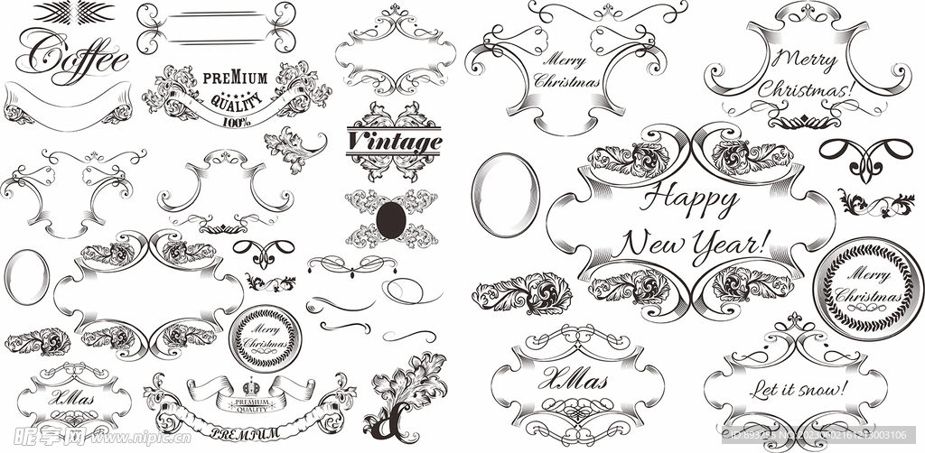 中国风欧式古典复古传统花纹边框