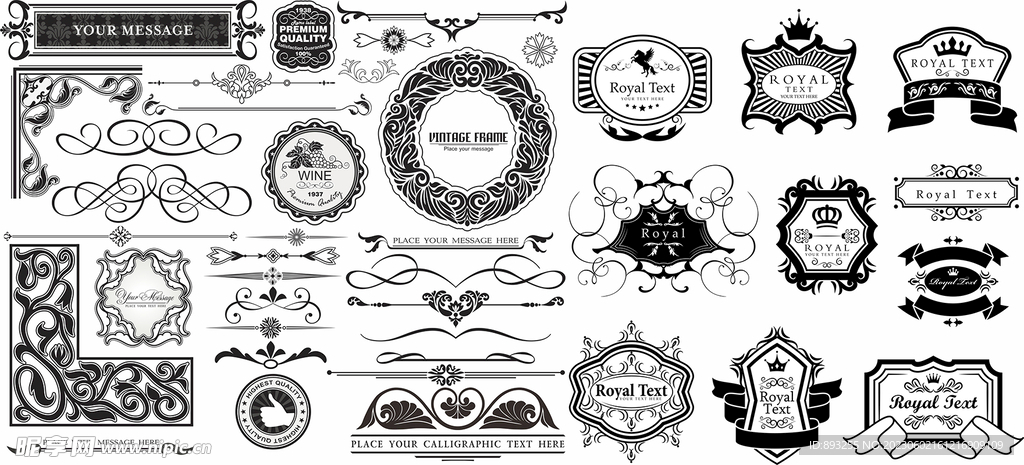 中国风欧式古典复古传统花纹边框