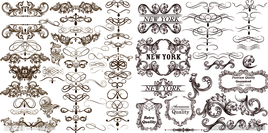 中国风欧式古典复古传统花纹边框