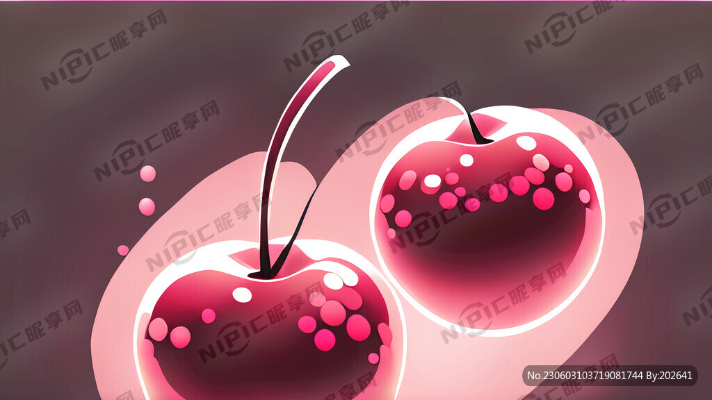 樱桃 矢量图 粉红色系