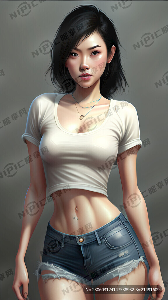 超短牛仔裤美女