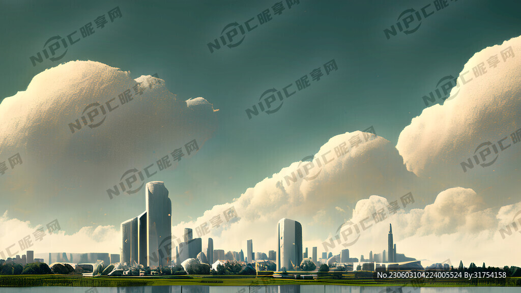 湖景 城市 大图 现代风