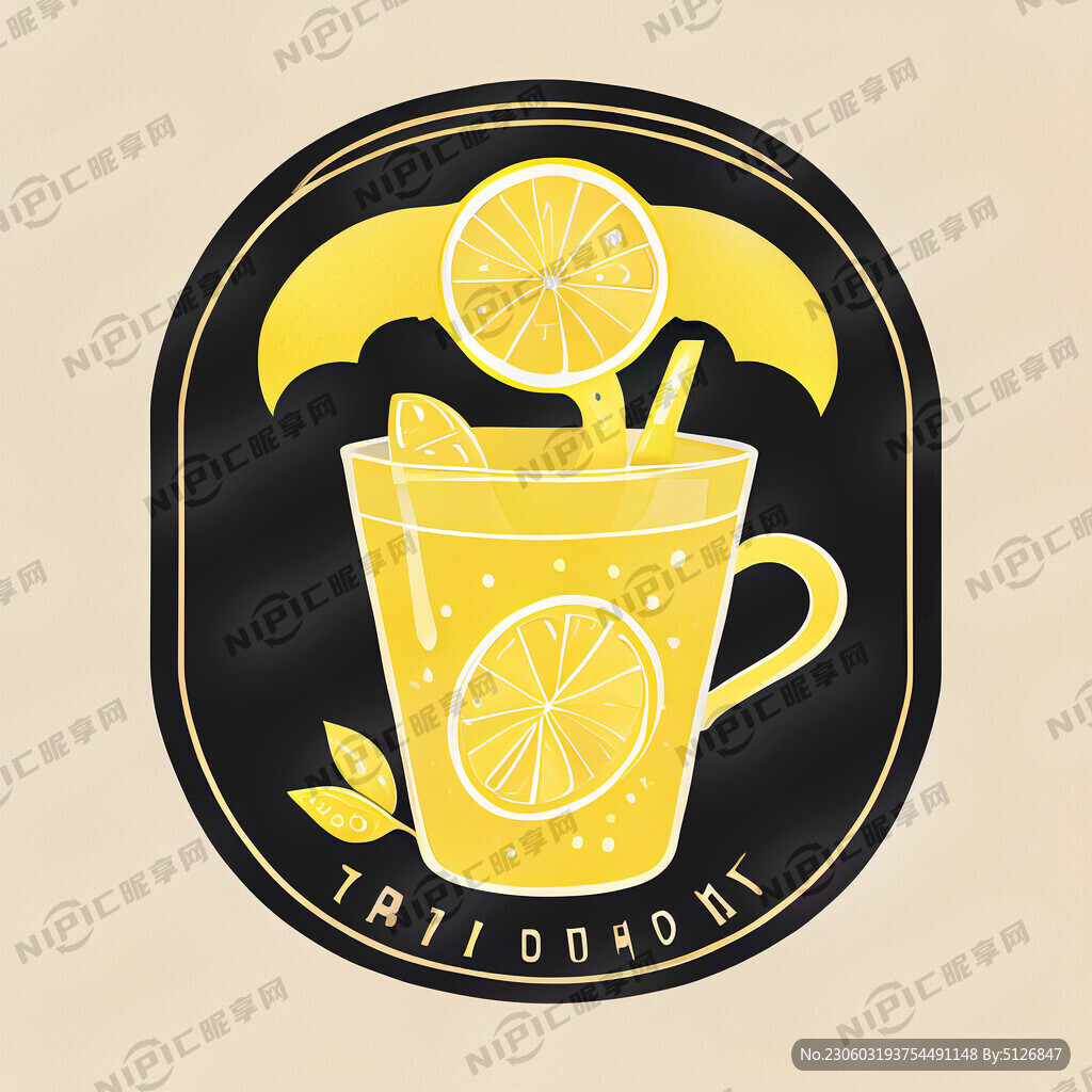 奶茶店标志 要有柠檬 有杯