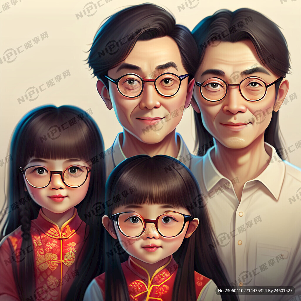 一家三口 戴眼镜的男人