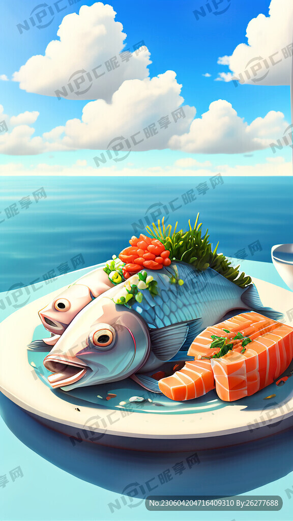 海水 鱼 美味 蓝天白云