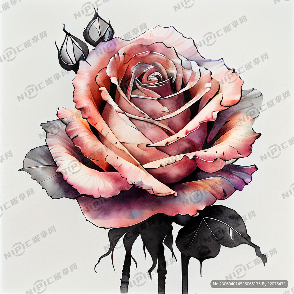 扎染玫瑰 线条玫瑰 虚虚实实