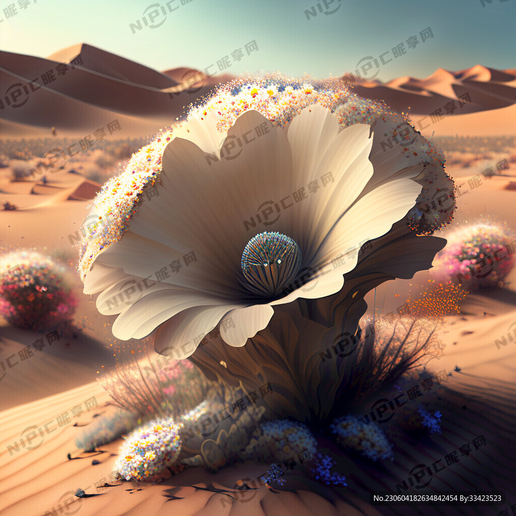 沙漠中无数的花朵腾空而起