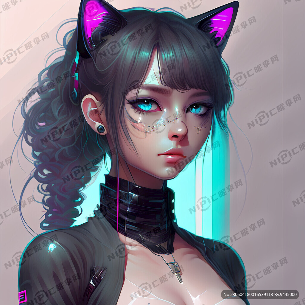 赛博 美少女 猫