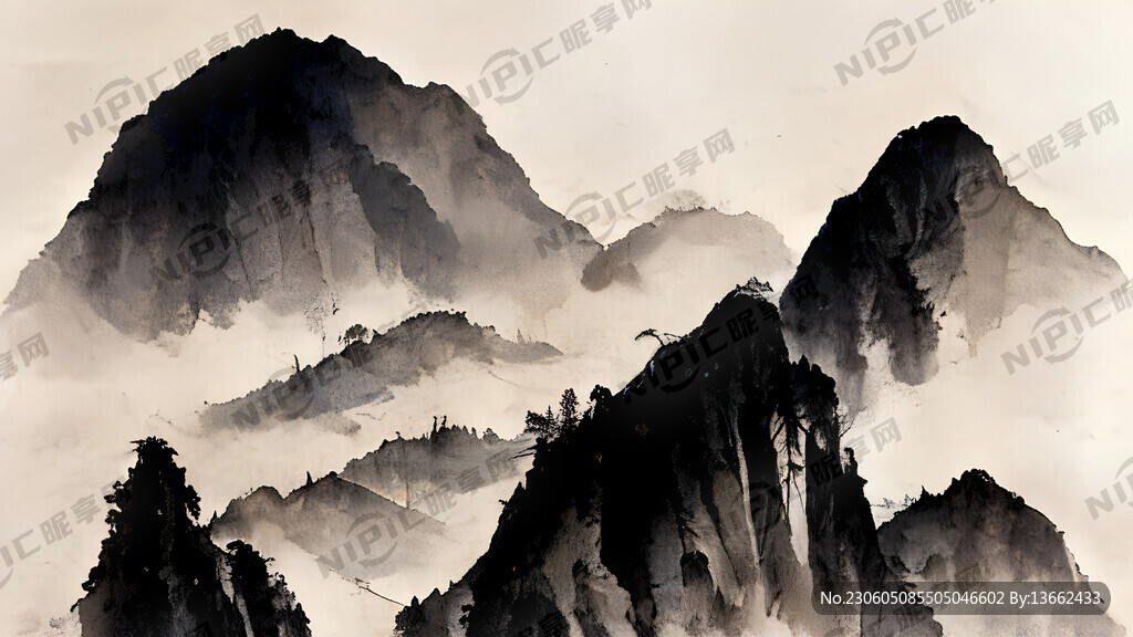 山谷 中国风 中国画 山水