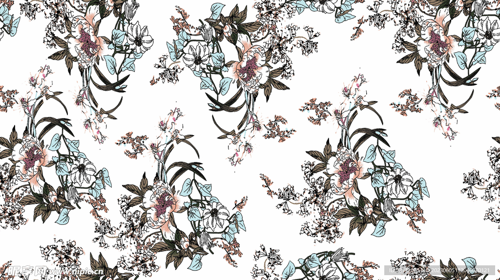 手绘大花 大牌花 花簇 花团 