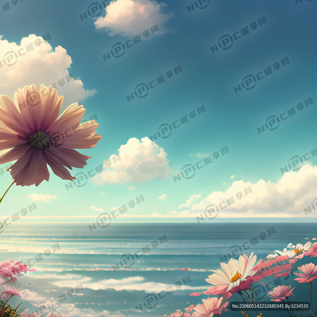 花 大海 天空