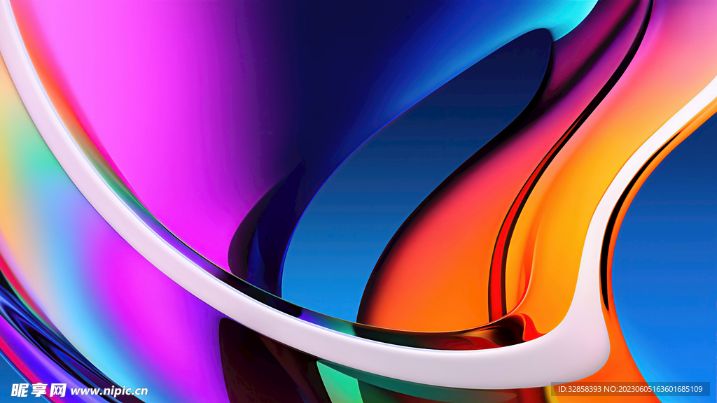 3d炫彩玻璃质感抽象科技线条