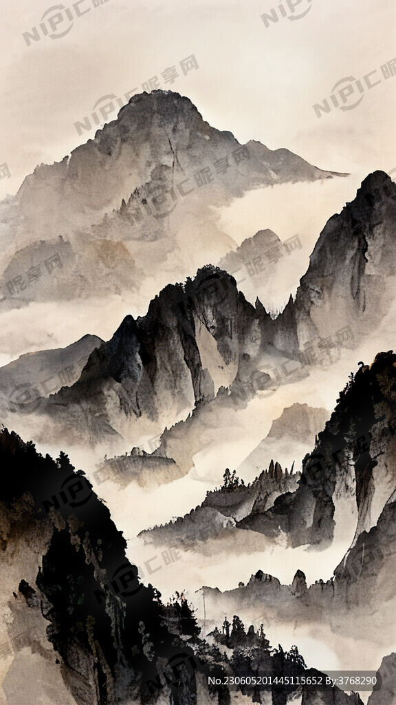 山谷 中国风 中国画 山水