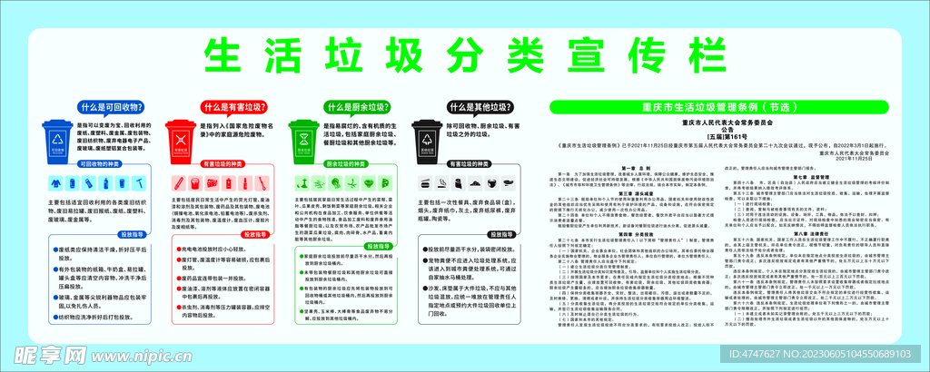 生活垃圾分类宣传栏