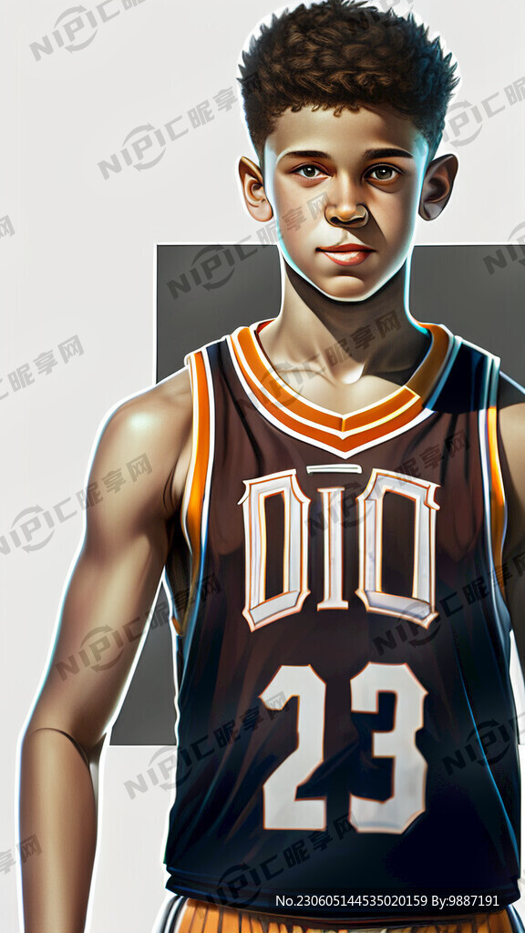 一个手拿篮球身穿篮球服的帅气少