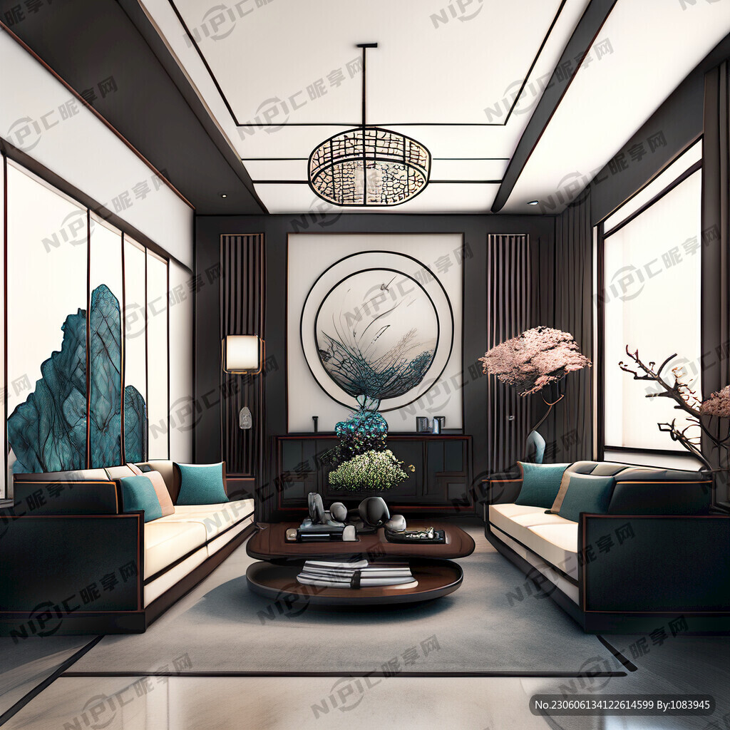 现代新中式客厅 简中