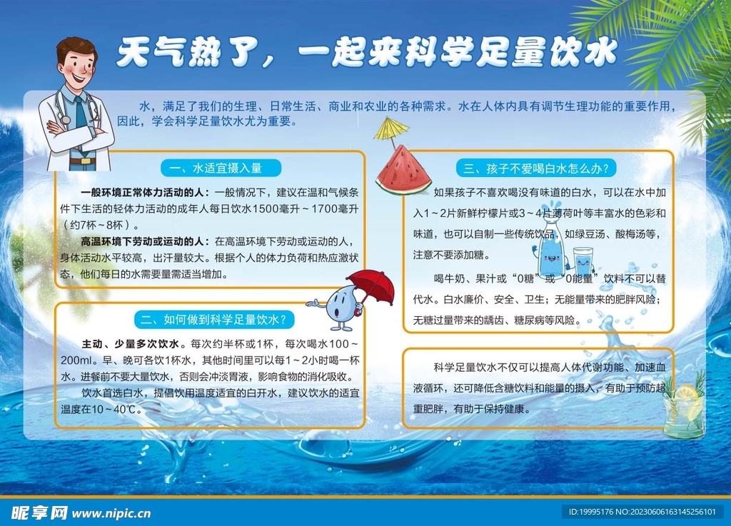科学足量饮水展板