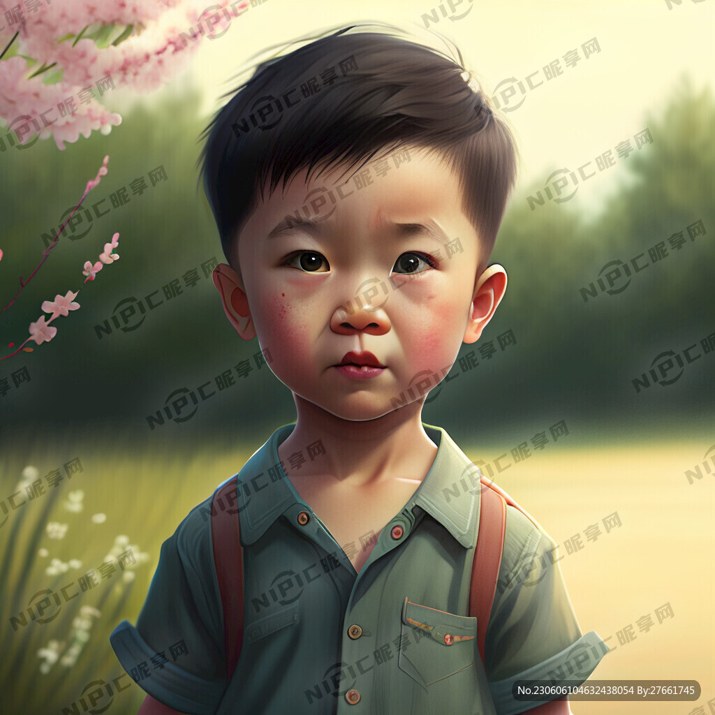 春天 可爱 两岁男孩 脸大