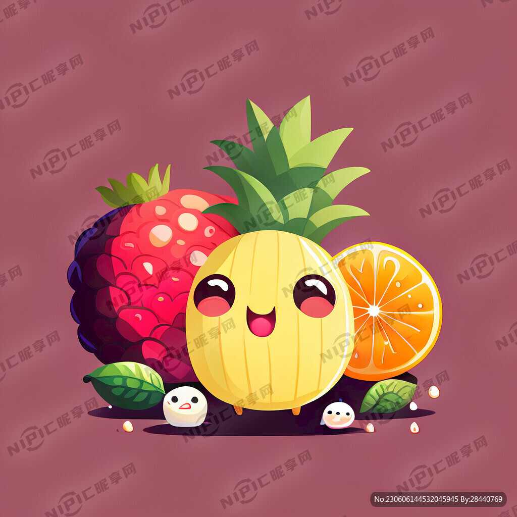 卡通可爱插画生鲜食物水果简约颜