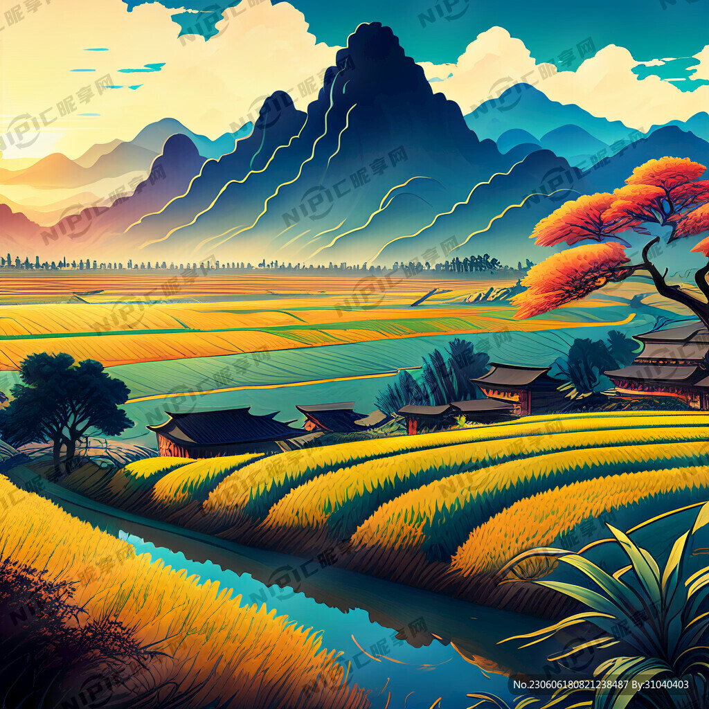 游戏梦幻唯美新中式风景 农田