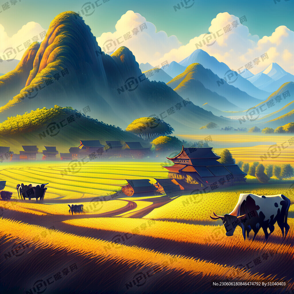 游戏梦幻唯美新中式风景 农田