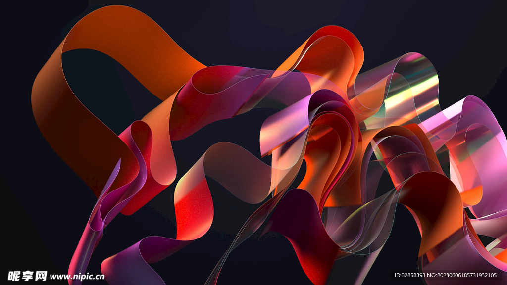 红色3d炫彩渐变抽象扭曲背景