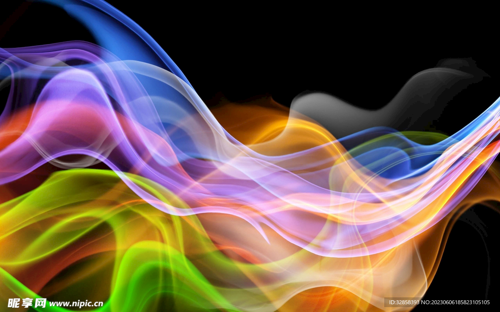 炫彩3d抽象科技烟雾线条背景