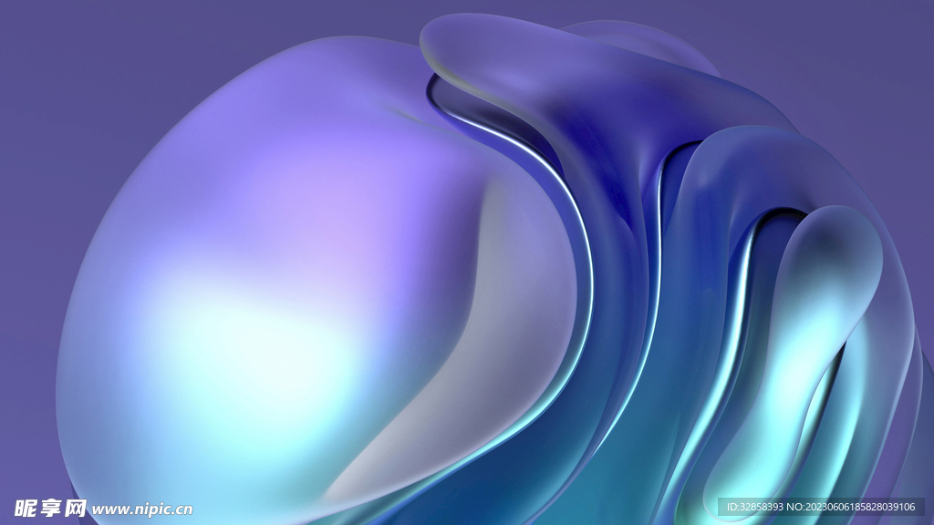 3d蓝色渐变玻璃感抽象科技线条