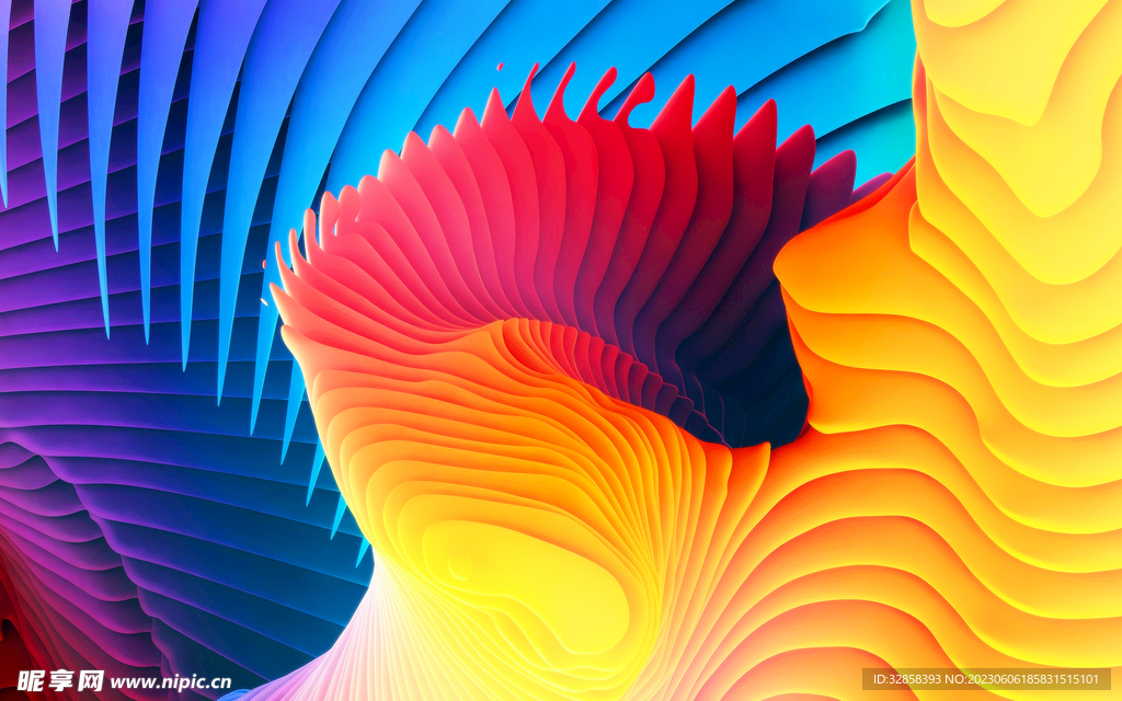 彩色抽象拉丝3D立体流体渐变