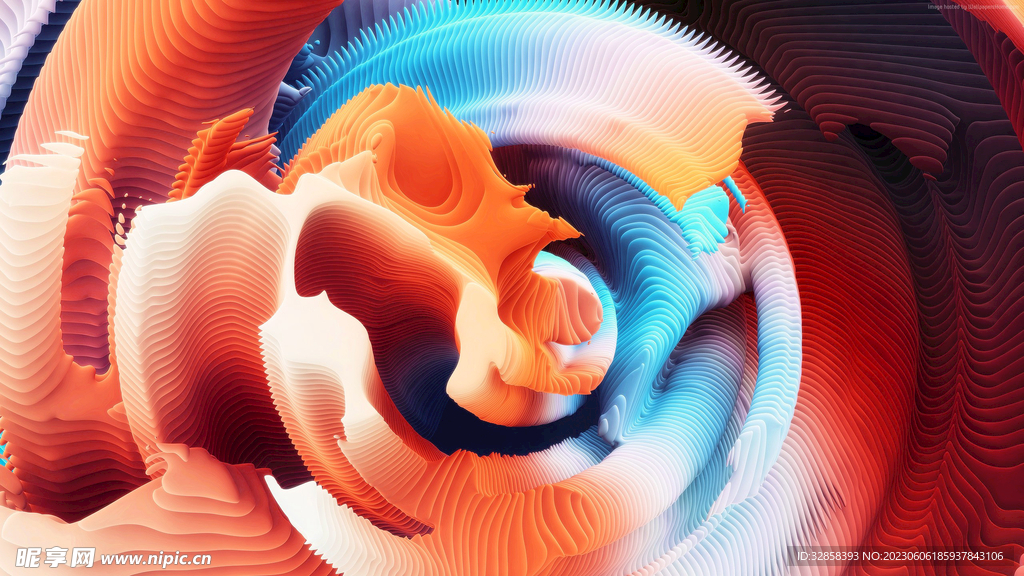 彩色抽象拉丝3D立体流体渐变