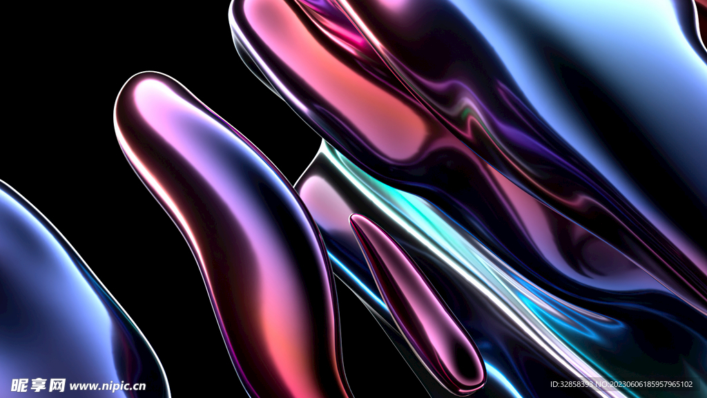 3d炫彩玻璃质感抽象科技线条