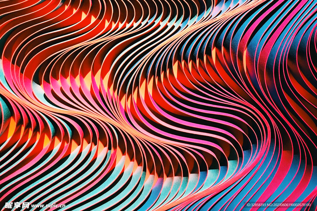 炫彩抽象拉丝3D立体流体渐变